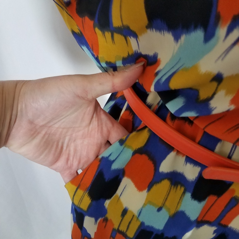 AB Studio Geometric Flutter Dress with Pockets 6 - Picture 8 of 14